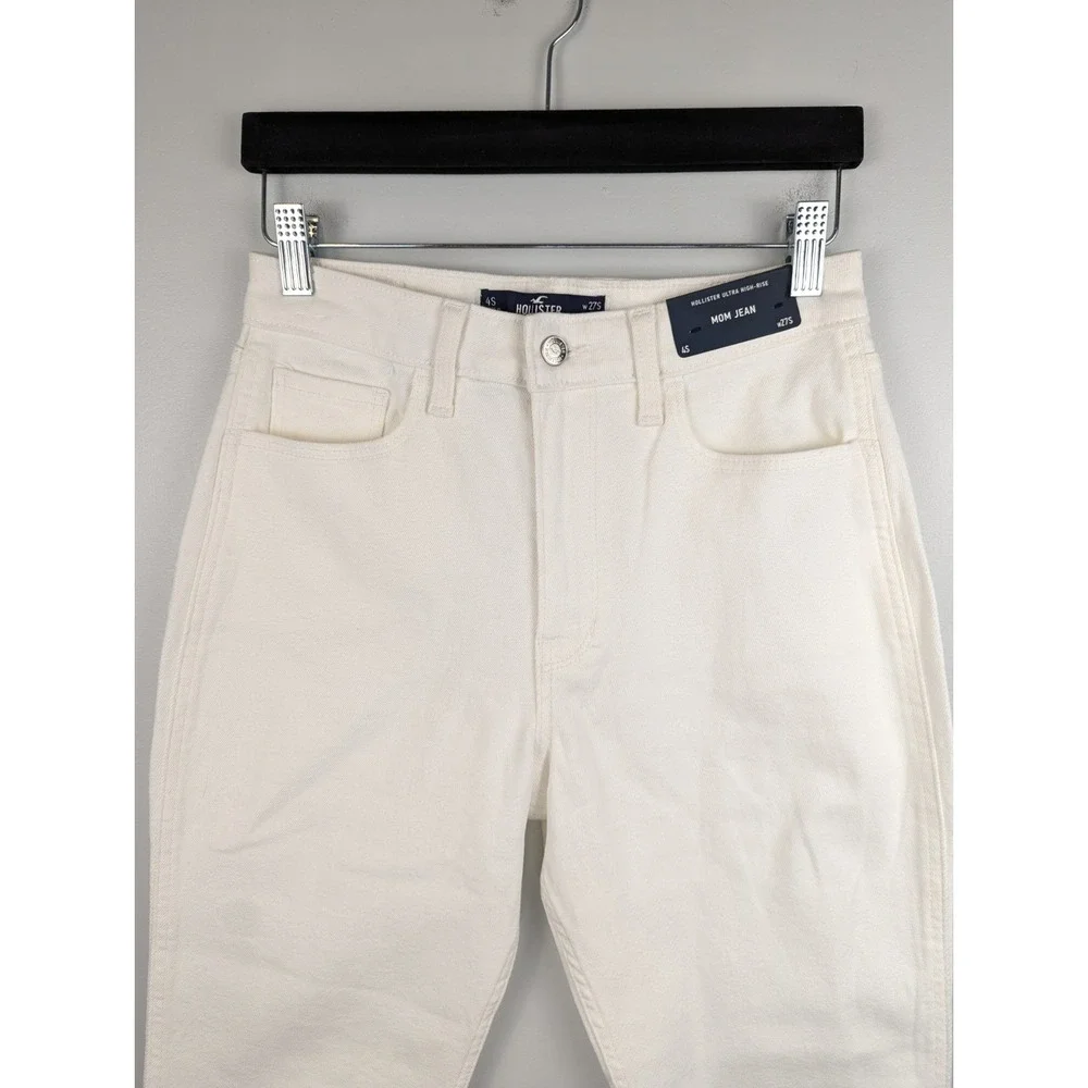 Hollister Women's Ultra High Rise Mom Jeans 4S White Vintage Stretch Denim W27S‎